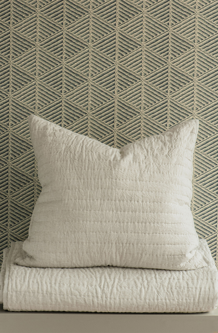Bianca Lorenne Misaka Oatmeal Bedspread | Luxury Linen Bedspread NZ image 2